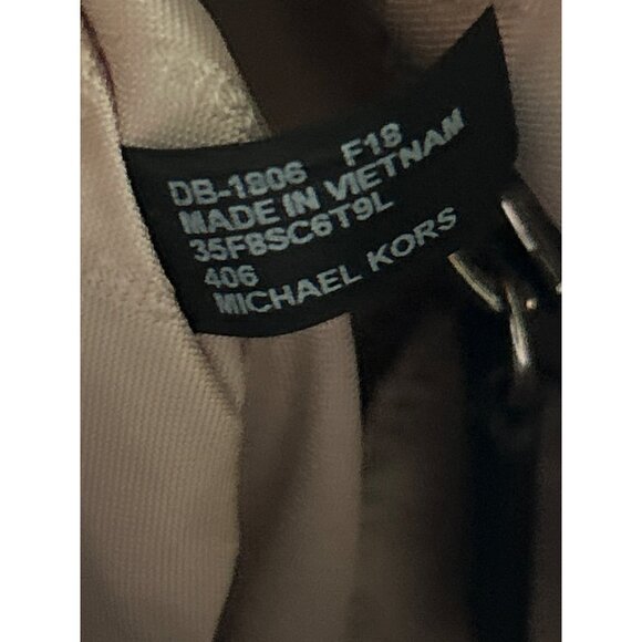 Michael Kors Navy Leather Tote Handbag With Silver MK Charm & Zipper Closure - Picture 10 of 14